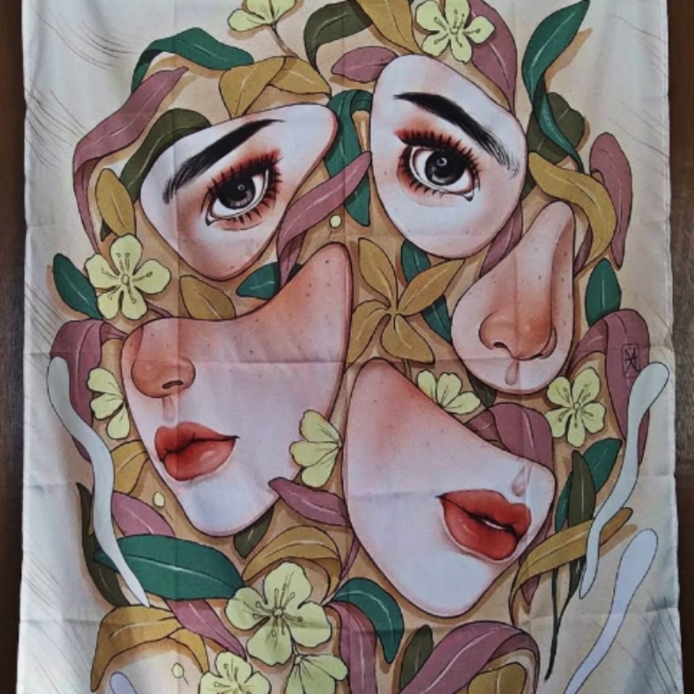 🆕 Abstract Floral Twins Tapestry - Picture 2 of 2